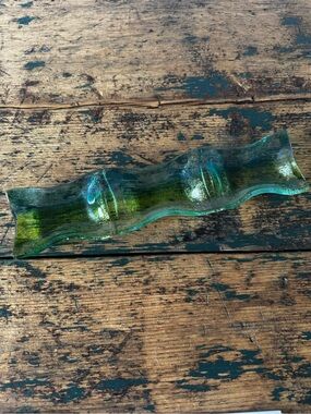 Glass Wave Decorative Plate in Green and Blue